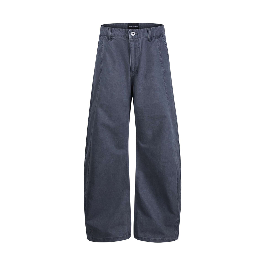 Damen weite knöchellange Hose mit hoher Taille aus Baumwoll-Denim Echoarchiv