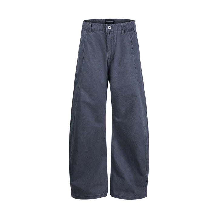 Damen weite knöchellange Hose mit hoher Taille aus Baumwoll-Denim Echoarchiv