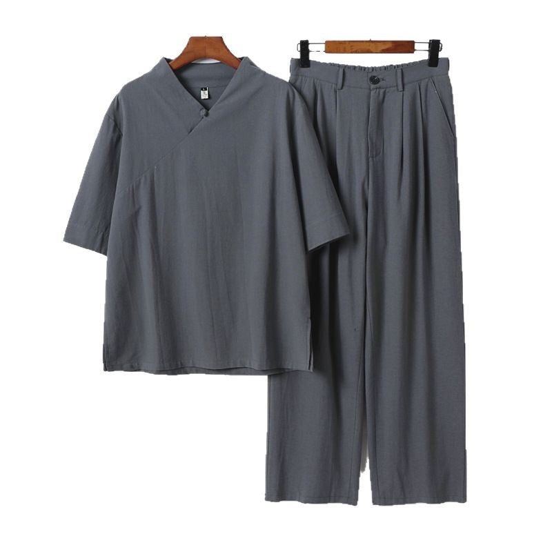 Unisex Locker sitzendes Lounge-Set im Kimono-Stil mit halblangem Arm und elastischer Bundhose Echoarchiv