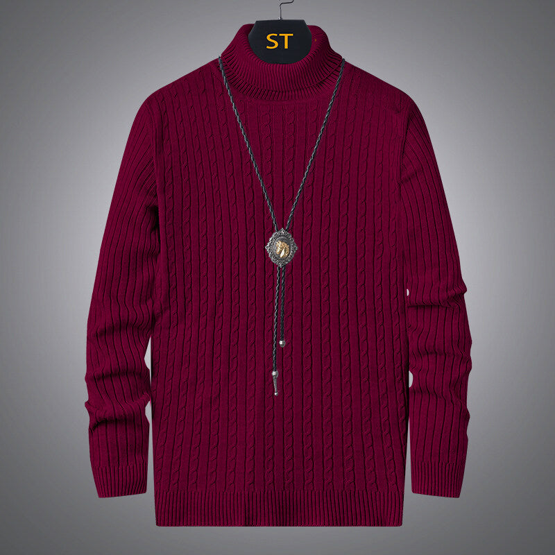 Herren Rollkragenpullover mit strukturiertem Zopfmuster Echoarchiv