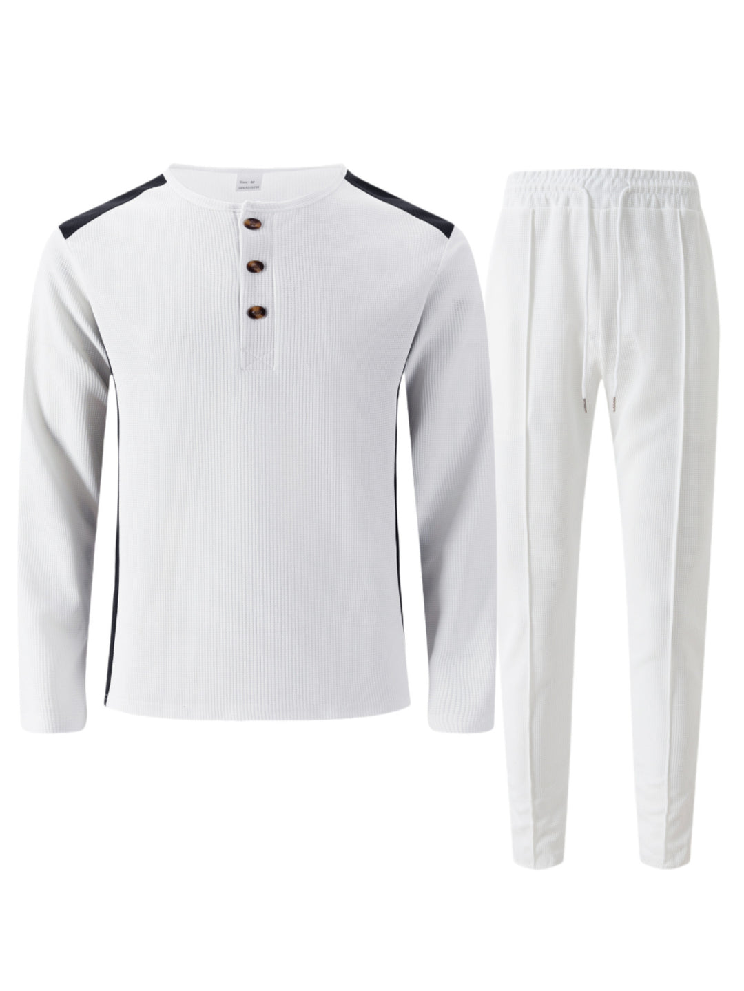 Herren Freizeitanzug mit elegantem Henley-Oberteil und komfortablen Jogginghosen Echoarchiv