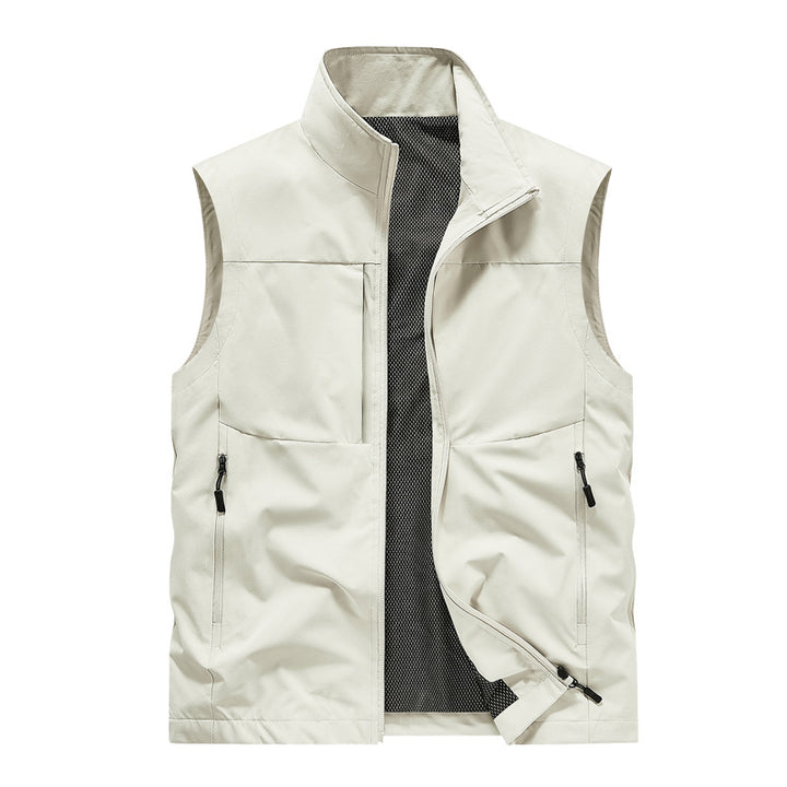 Herren Leichte winddichte Softshell-Steppweste mit Mesh-Innenfutter, Stehkragen & Reißverschlusstaschen Echoarchiv