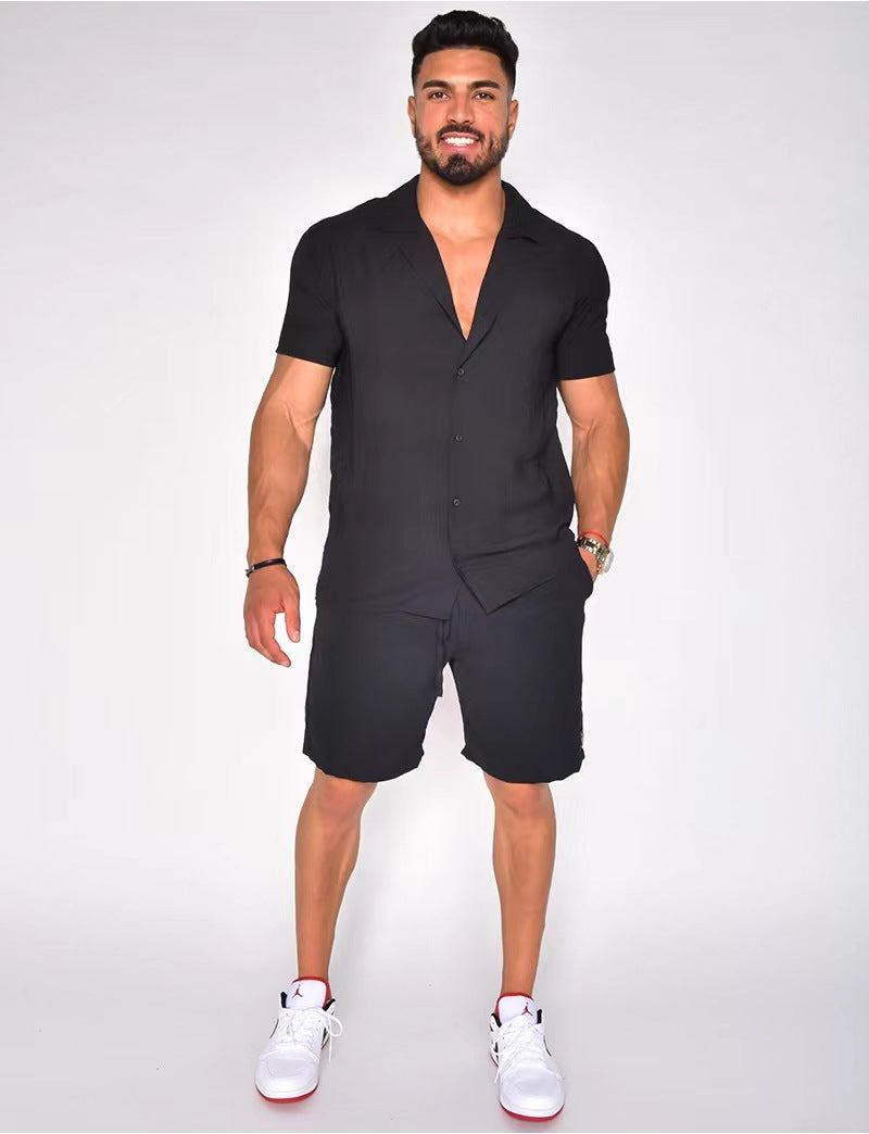 Herren Kurzarm Button-Down Hemd Set Echoarchiv