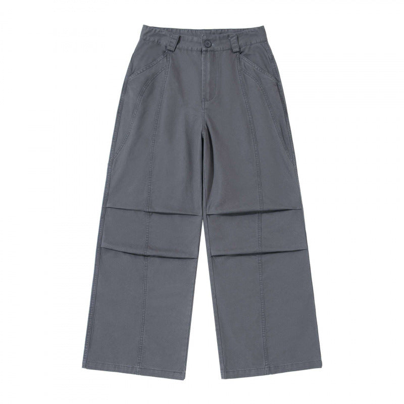 Damen weite Cargo‑Hose mit Stufennaht, hoher Taille und breitem Bein Echo Archiv