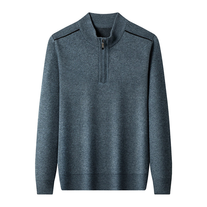 Herren eleganter Stehkragenpullover mit halbem Reißverschluss Echoarchiv