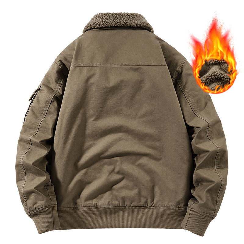 Herren nan schwerer Canvas-Bomber mit wärmendem Sherpa-Innenfutter, ergonomischen Nähten und verdeckter Reißverschlussleiste Echo Archiv