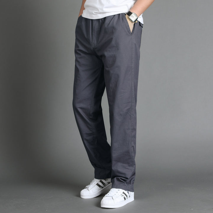 Herren Lässige Canvas-Chinohose mit elastischem Tunnelzugbund, aufgesetzten Taschen & geradem Bein Echo Archiv