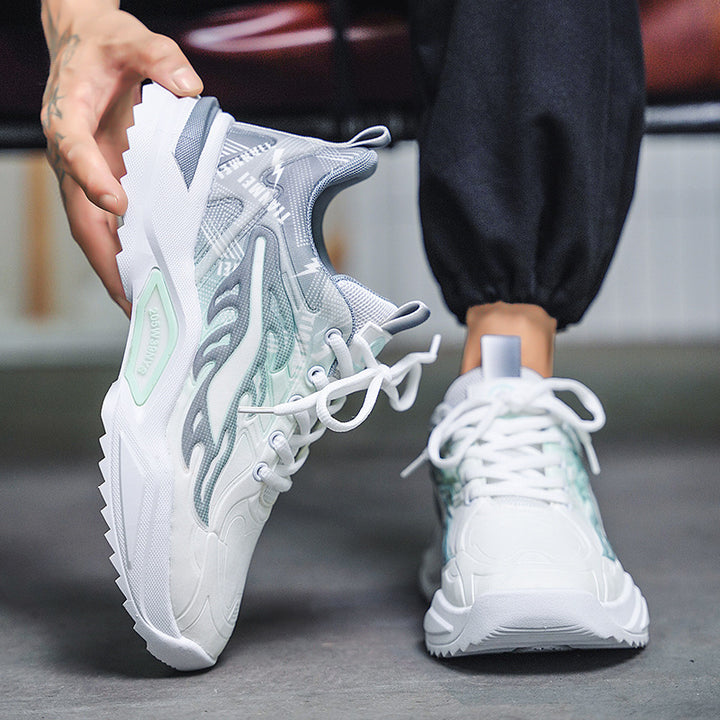 Unisex leichte Fashion-Plateau-Sneaker mit atmungsaktivem Mesh, dynamischem Wellenprint und gepolstertem Einstieg – Norré