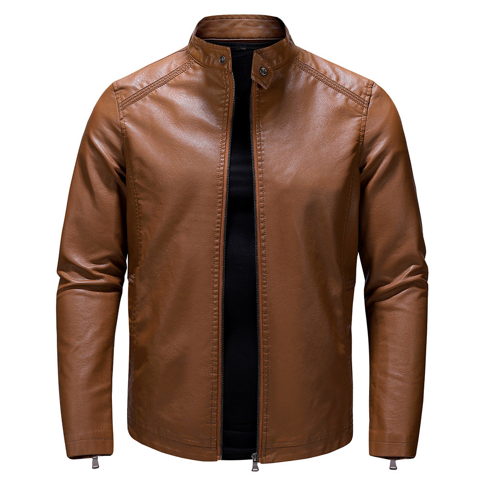 Herren Kunstlederjacke im modernen Casual-Stil mit praktischen Taschen Echoarchiv