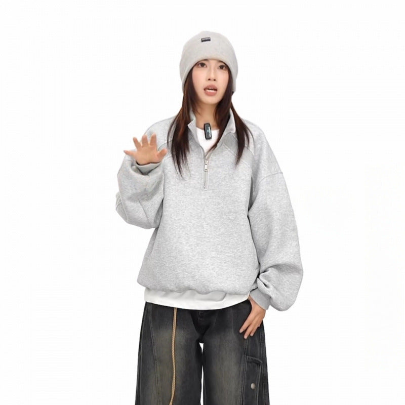 Unisex Halbzip-Sweatshirt mit Raglanärmeln, Eingrifftaschen und geripptem Saum Echoarchiv