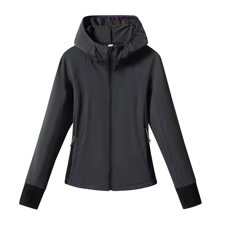 Damen Leichte Softshell-Kapuzenjacke mit ergonomischen Kontrastnähten und Daumenloch Echoarchiv