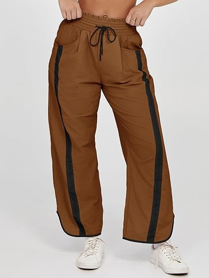 Damen relaxte Trackpants mit seitlichem Kontraststreifen, elastischem Smokbund und Eingrifftaschen – Avélisse