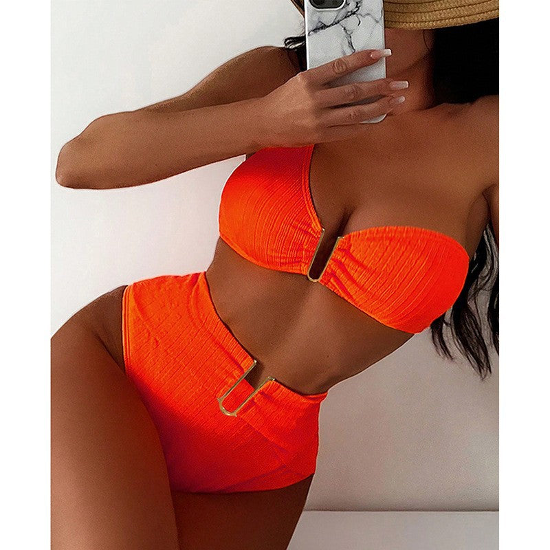 Damen Hochgeschnittenes Bikini-Set mit abnehmbaren Trägern Echo Archiv
