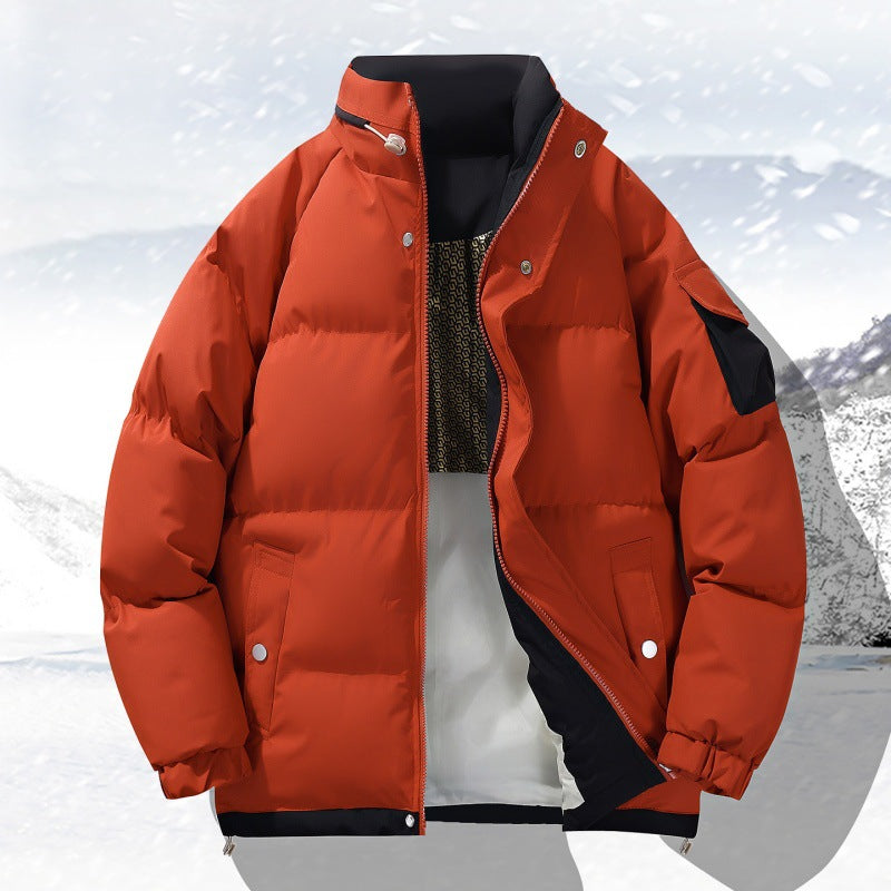 Herrenjacke aus ungefüttertem Outdoor-Material mit hohem Stehkragen, Isolierung und elastischen Bündchen – Taviero