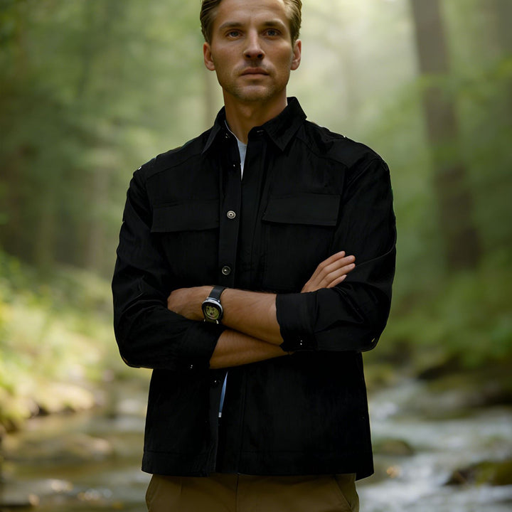Herren Leichtes Field-Overshirt mit aufgesetzten Brusttaschen und Hemdkragen Echoarchiv