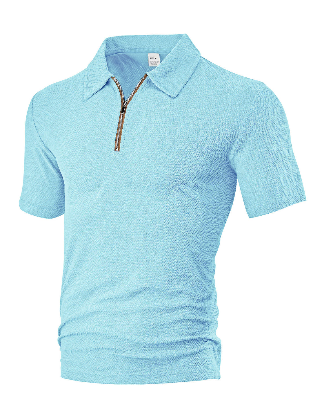 Herren nan schmal geschnittenes Halbzip-Polo mit feiner Fischgrät-Jacquardstruktur Echo Archiv