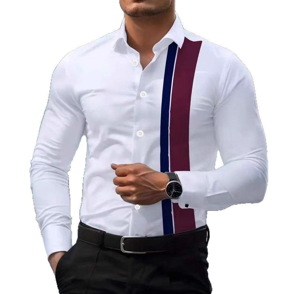 Herren Langarmhemd mit modernem Farbblock-Design Echoarchiv