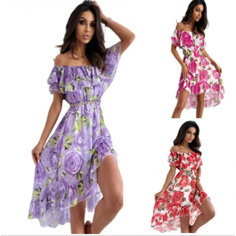 Damen Off-Shoulder Kleid mit Rüschendetails und floralem Druck Echo Archiv