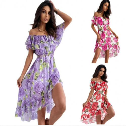 Damen Off-Shoulder Kleid mit Rüschendetails und floralem Druck Echo Archiv