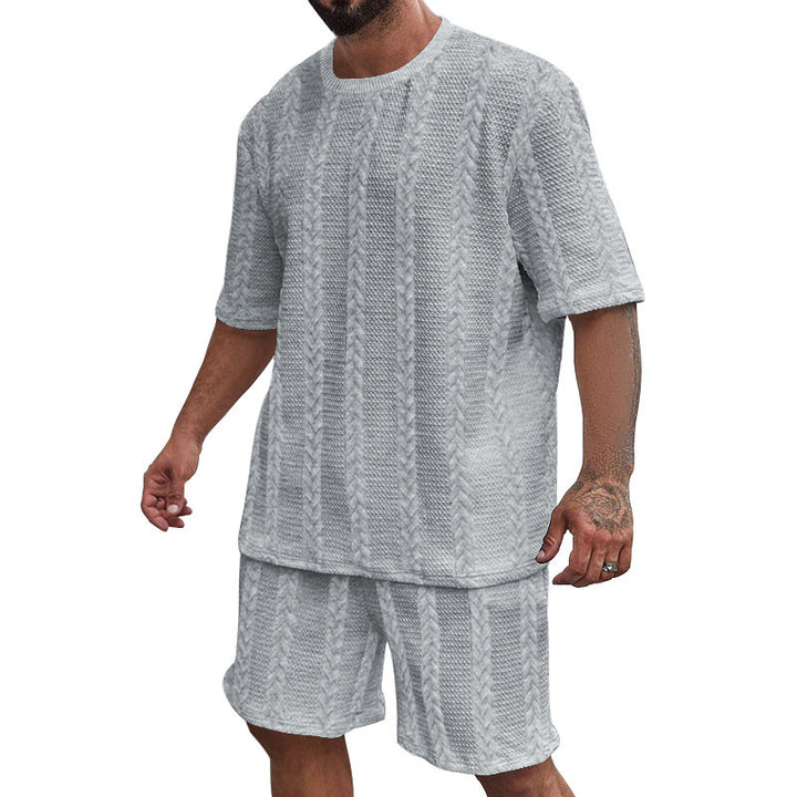 Herren lässiges Strickset mit oversized T-Shirt und Shorts Echoarchiv