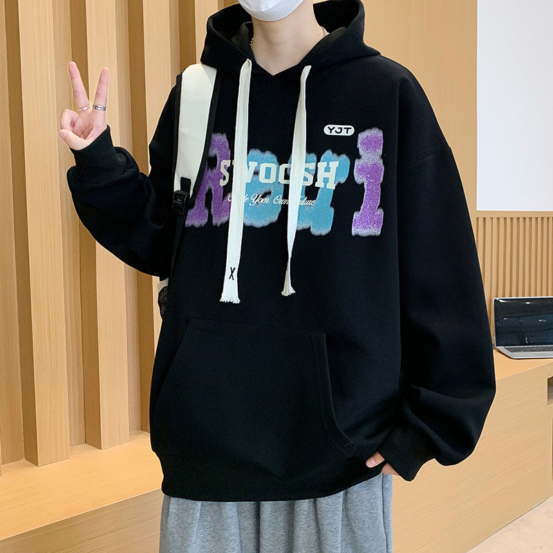 Unisex Oversized Kapuzenpullover mit kreativem Schriftzug Echoarchiv