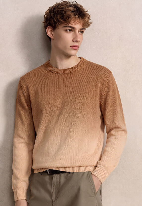 Herren Feinstrick-Pullover mit Dip-Dye-Effekt und Rundhalsausschnitt Echoarchiv