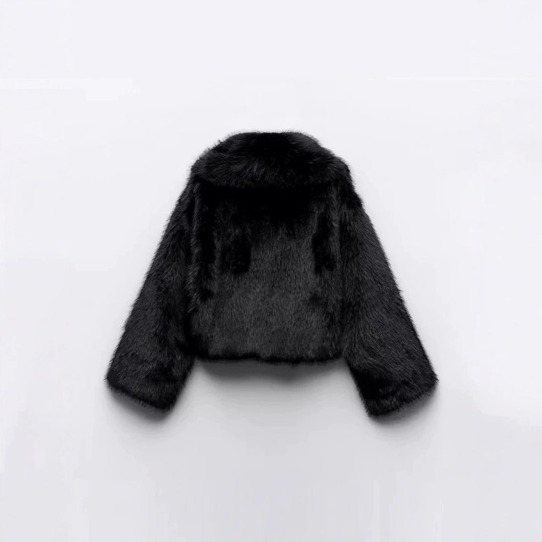 Damen Kurzer Cropped-Kunstpelzblouson mit voluminösem Schalkragen und weicher Innenfütterung Echo Archiv