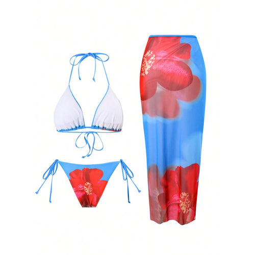 Damen Bikini-Set mit floralem Wickelrock und sexy Triangel-Oberteil Echo Archiv