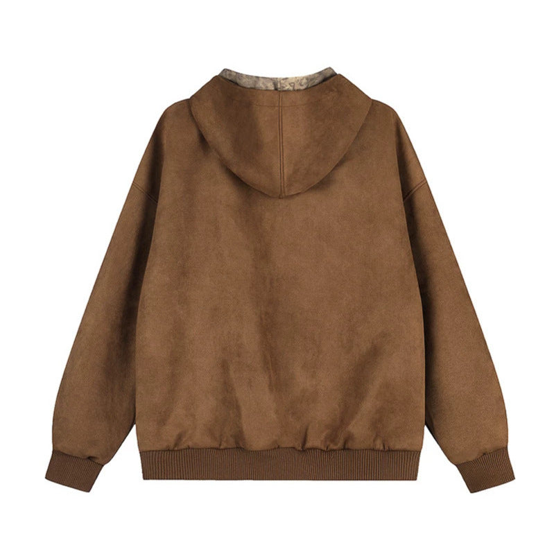 Damen Kapuzen-Zipjacke aus Veloursimitat mit Teddyfutter und gerippten Bündchen Echoarchiv
