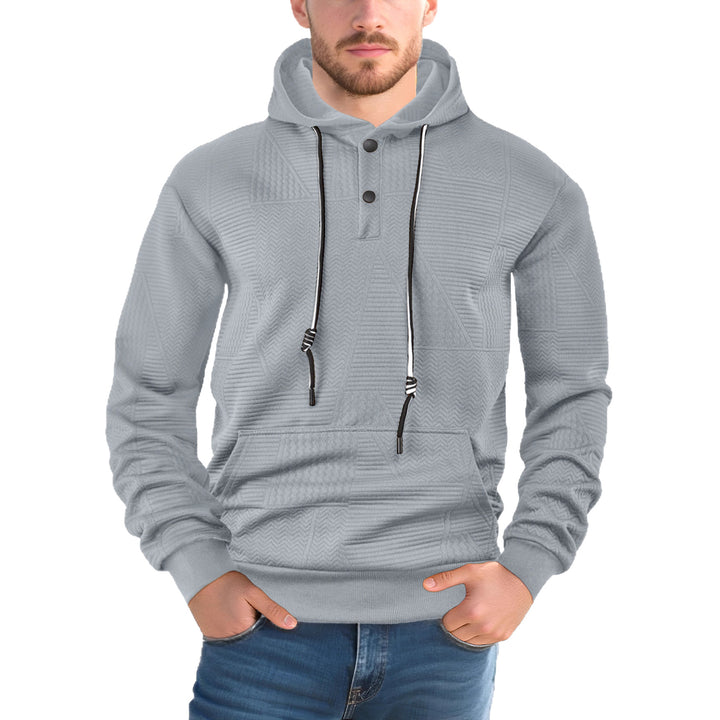 Herren nan strukturierter Kapuzenpullover mit Druckknopfleiste und Kängurutasche Echo Archiv