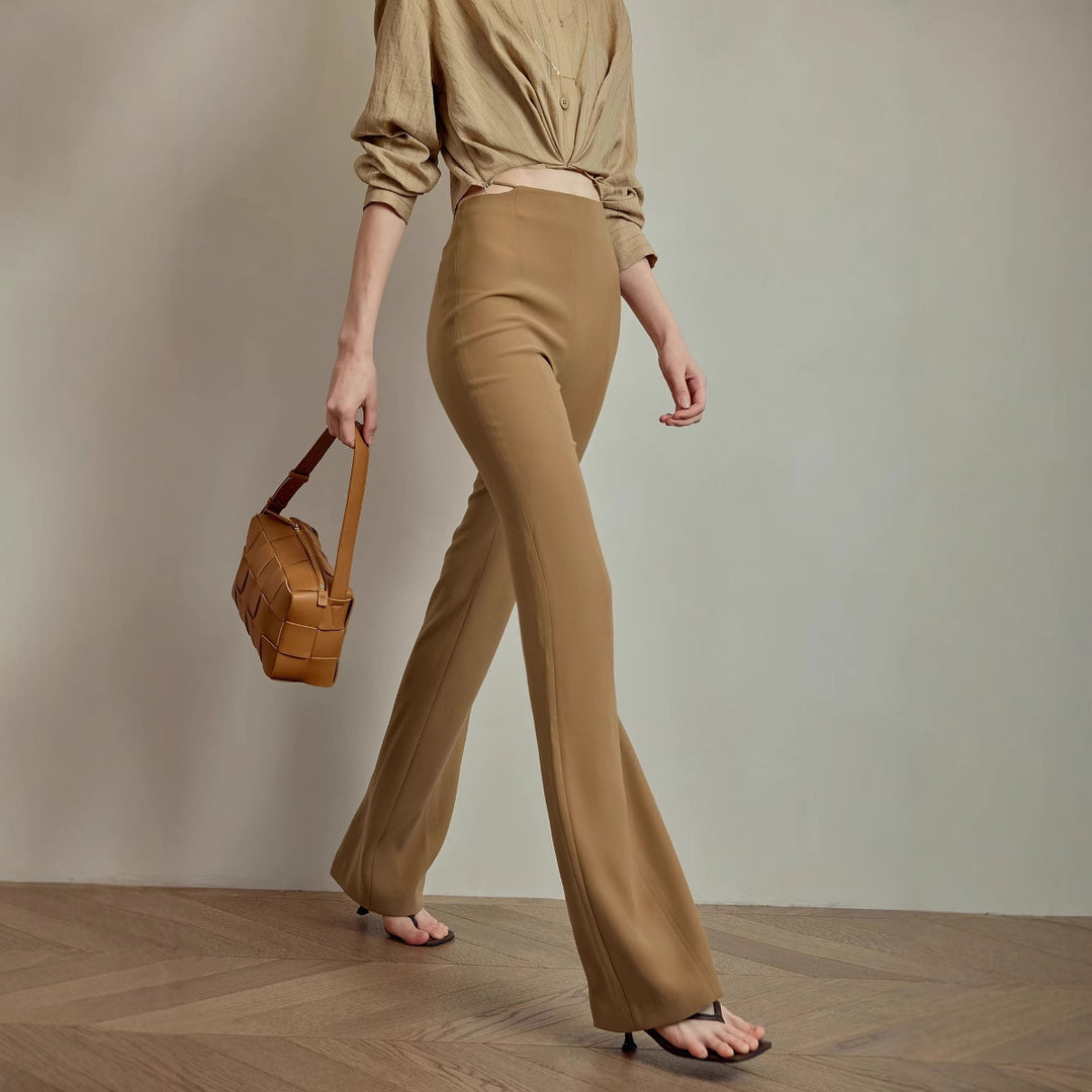 Damen Hochtaillierte Stretch-Hose mit schmaler Oberschenkelpassform und weitem Saum Echo Archiv