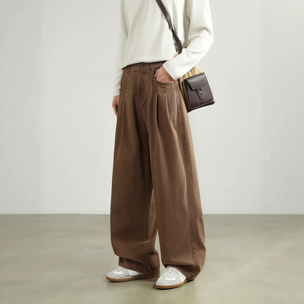 Damen Weite High‑Waist Stoffhose mit Bundfalten und elastischem Saum Echo Archiv
