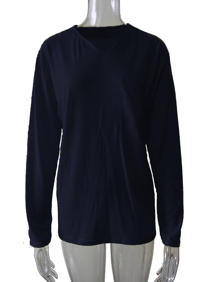 Damen nan legeres Langarmshirt mit V-Notch-Ausschnitt, Brusttasche und lockerer Oversize-Passform Echo Archiv