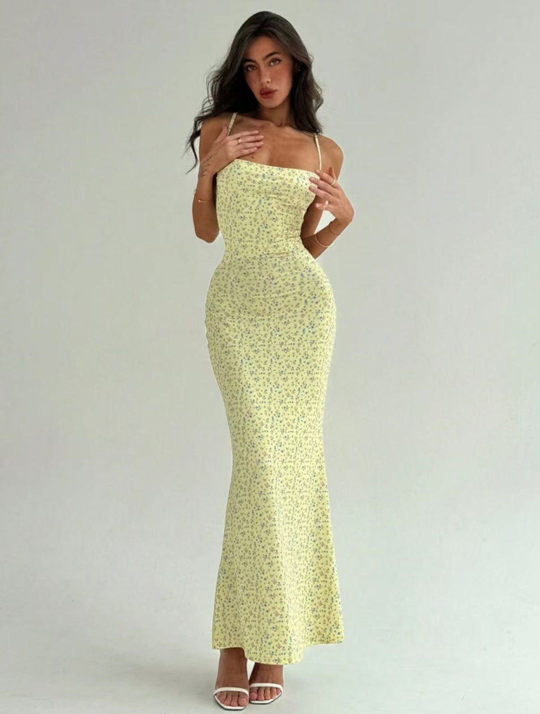 Damen Elegantes Maxikleid mit floralem Muster und schmalem Schnitt Echo Archiv