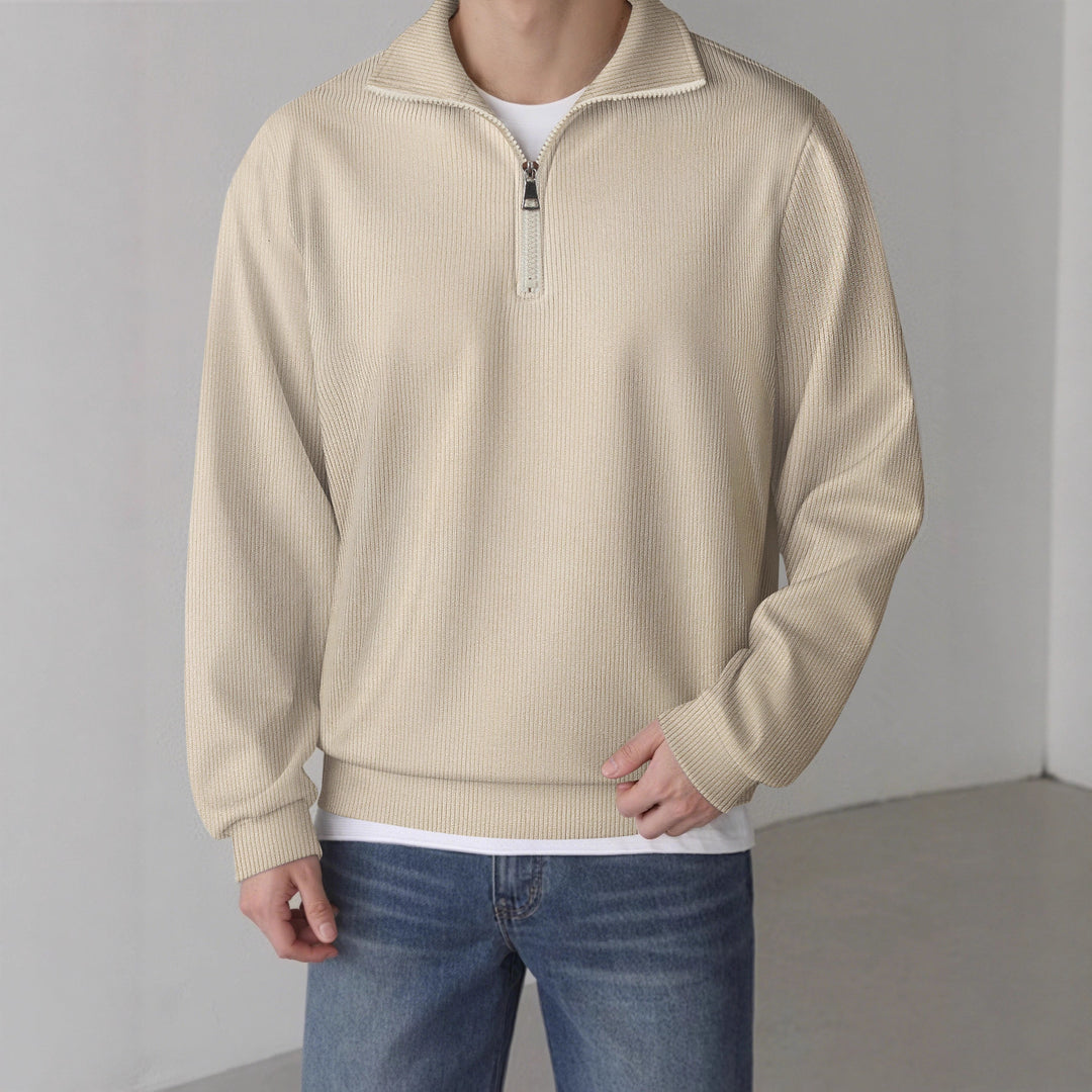 Herren lässiger Pullover mit halbem Reißverschluss Echoarchiv