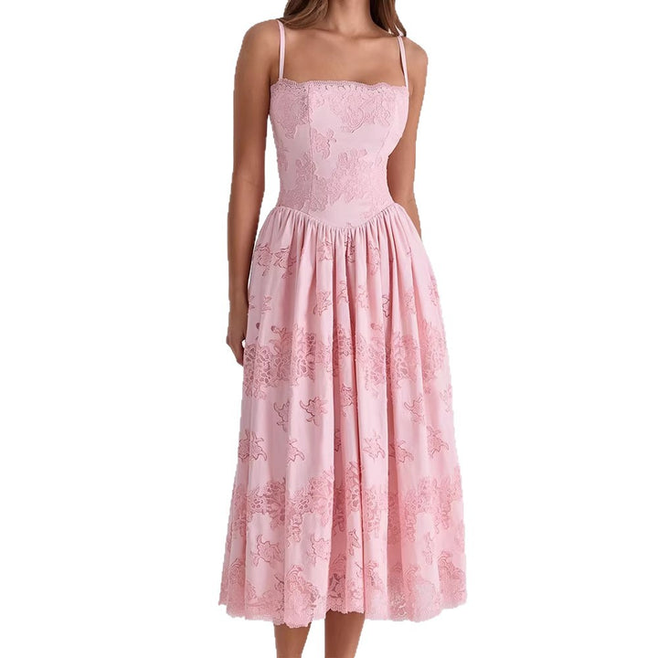 Damen Elegantes Maxikleid mit zarten Spitzenapplikationen Echo Archiv