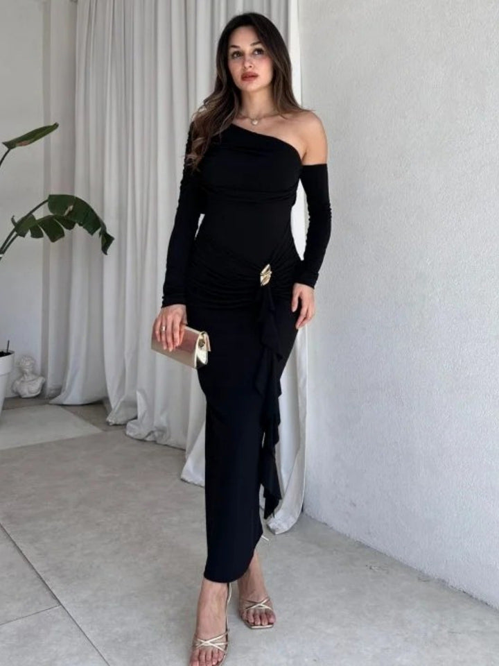 Damen elegantes Wickelkleid mit asymmetrischem Design und raffinierten Drapierungen Echo Archiv