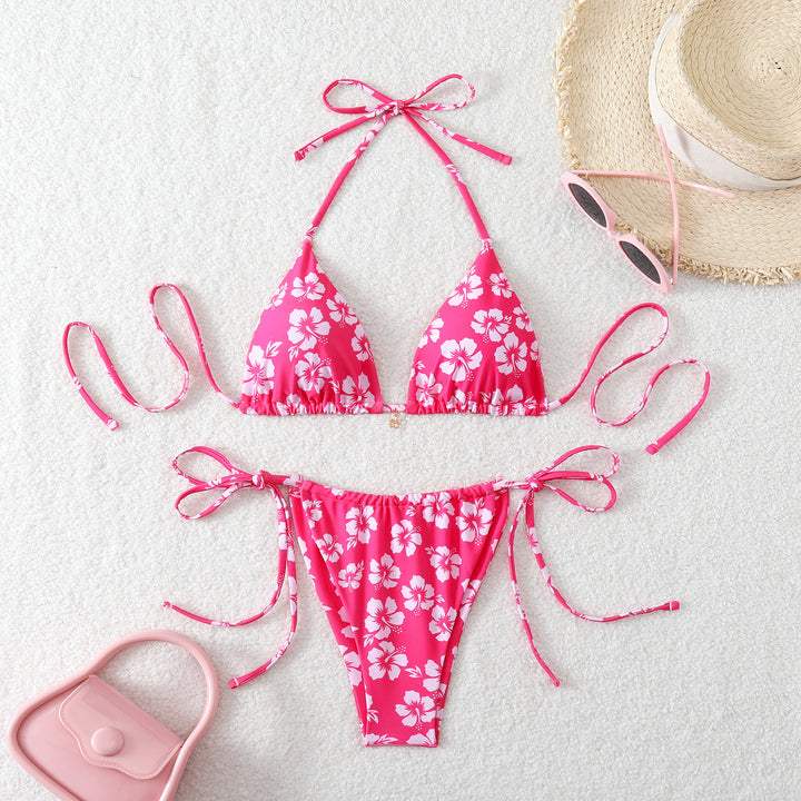 Damen Triangel-Bikini mit verstellbaren Bindebändern und floralen Mustern Echo Archiv