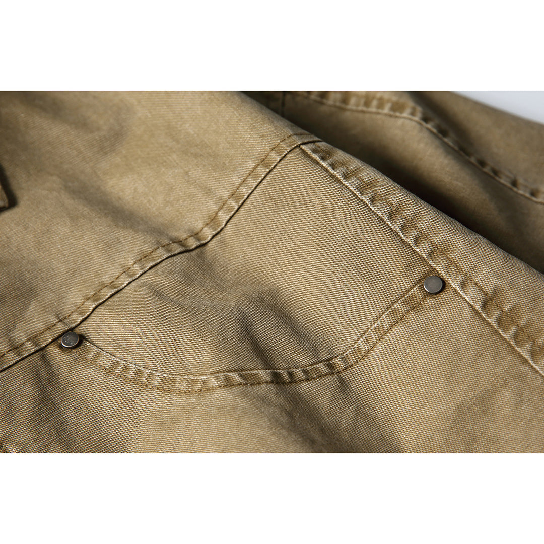 Unisex Boxy-Jeansblouson im Vintage-Washed-Look mit Reißverschluss und elastischem Saum Echoarchiv