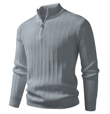 Herren nan feinstrukturierter Halbzip-Pullover mit Stehkragen, geripptem Strukturstrick und schmaler Passform Echo Archiv
