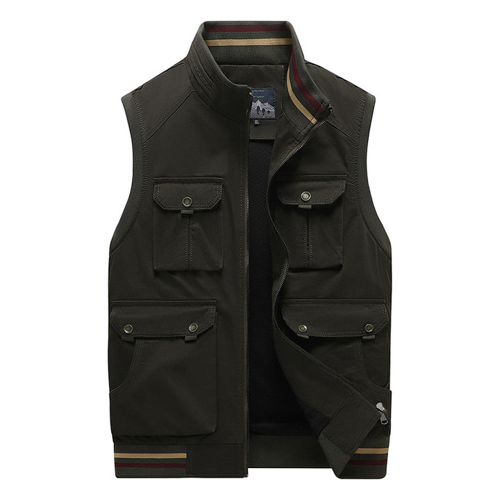 Herren Multifunktionale Outdoor-Weste mit vier Pattentaschen, Stehkragen und Mesh‑Futter – Marzano