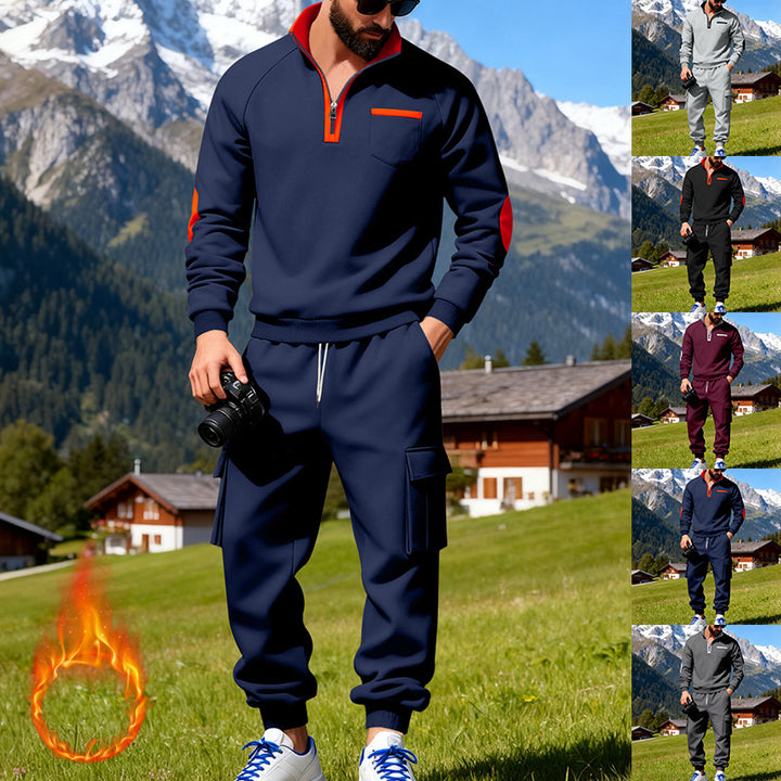 Herren Sportlicher Freizeitanzug mit halbem Reißverschluss und praktischen Taschen Echoarchiv