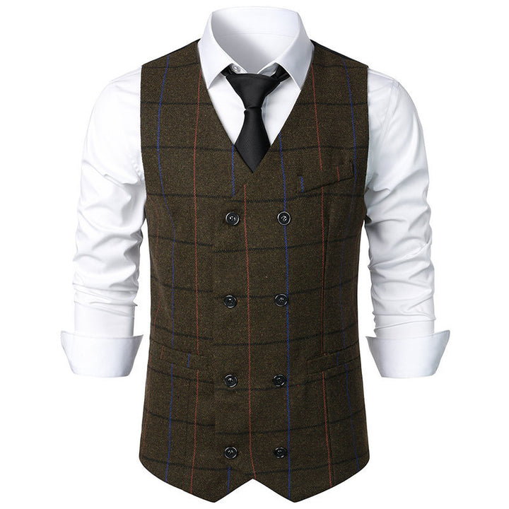 Herren elegante Karoweste mit doppelter Knopfleiste und klassischem Karo-Muster Echoarchiv