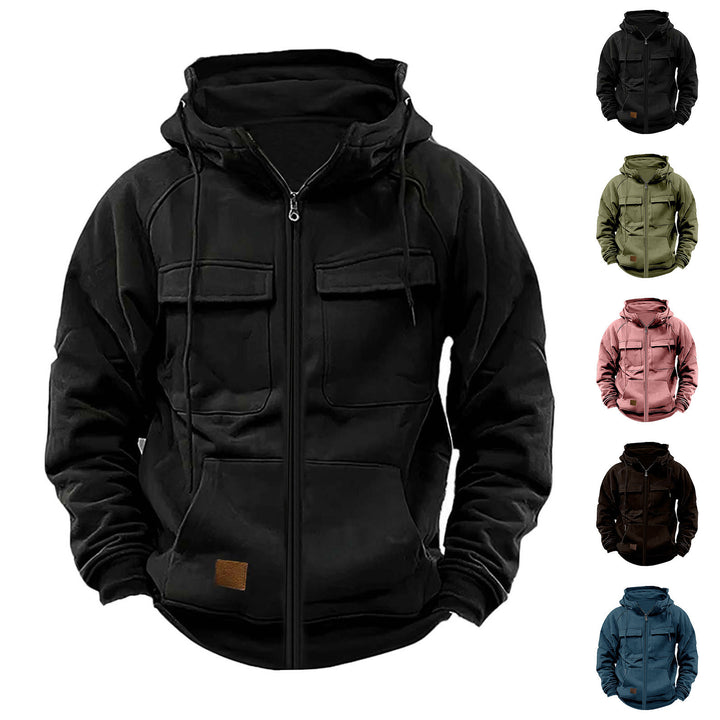 Herren multifunktionale Kapuzenjacke mit Reißverschluss und großzügigen Taschen Echoarchiv