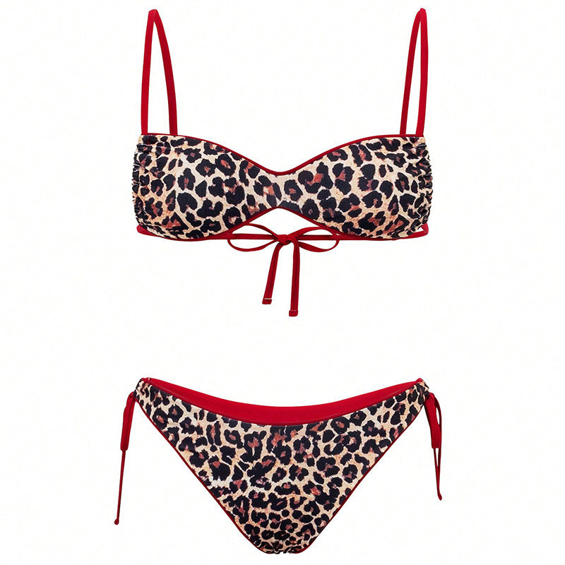 Damen Triangel-Bikini mit tierischem Druck und verstellbaren Bindebändern Echo Archiv
