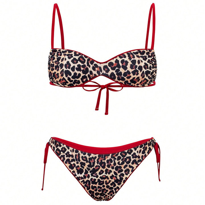 Damen Triangel-Bikini mit tierischem Druck und verstellbaren Bindebändern Echo Archiv