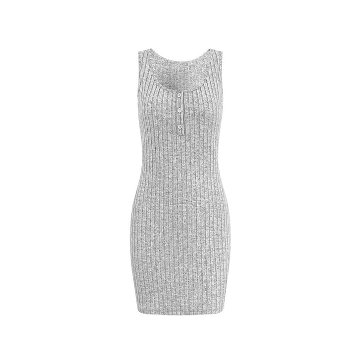 Damen Geripptes Twinset aus figurbetontem Träger-Strickkleid und Offenem Longcardigan – Mavelle