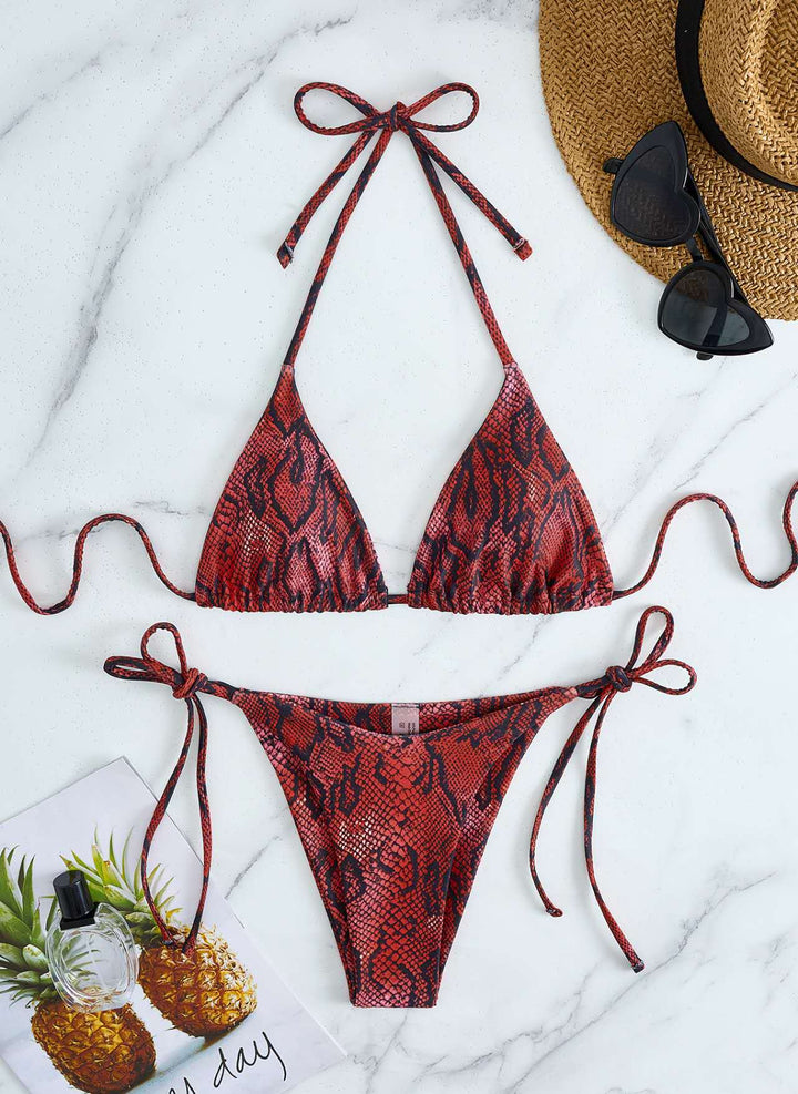 Damen Triangel-Bikini mit Schlangenprint und verstellbaren Trägern Echo Archiv