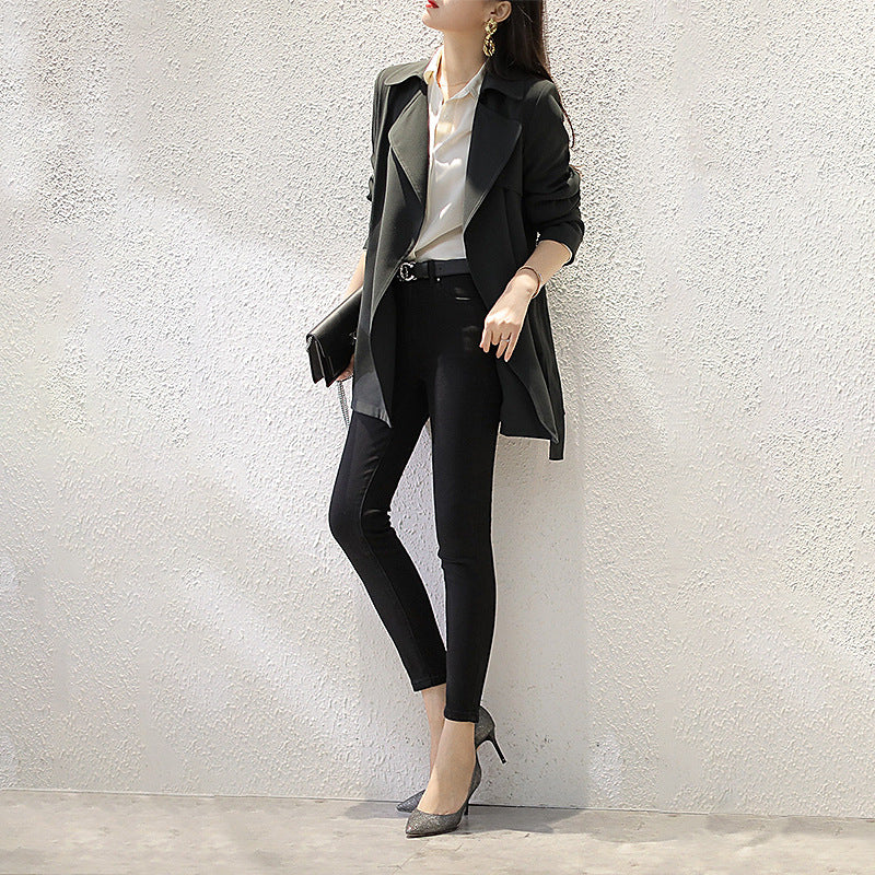 Damen Edles Trenchcoat mit Taillengürtel und praktischen Taschen Echoarchiv