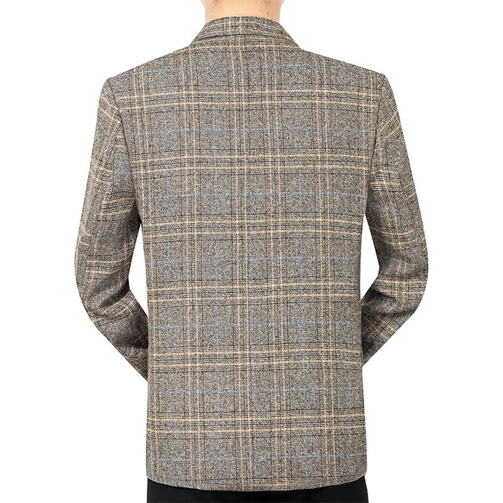 Herren Kariertes Slim-Fit Sakko mit strukturiertem Wollmix und aufgesetzten Taschen – Tianoro